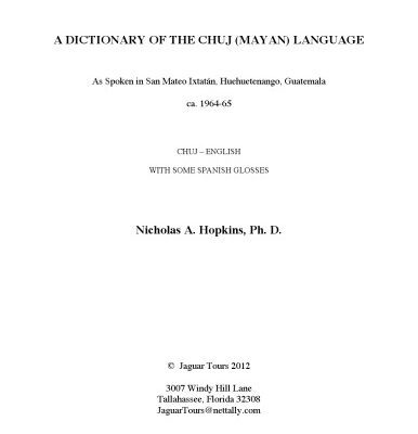 خرید و دانلود نسخه کامل کتاب Dictionary of the Chuj (Mayan) Language