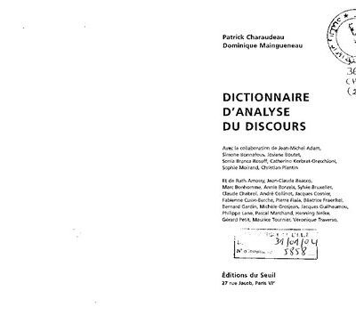 خرید و دانلود نسخه کامل کتاب Dictionnaire d’analyse du discours