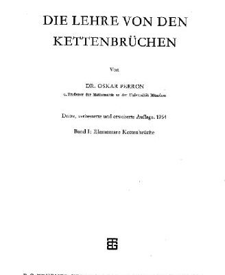 خرید و دانلود نسخه کامل کتاب Die Lehre von den Kettenbruchen. Dritte Auflage.