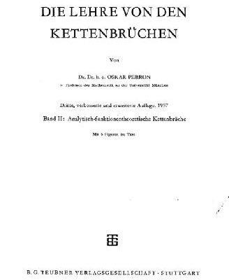 خرید و دانلود نسخه کامل کتاب Die Lehre von den Kettenbruechen