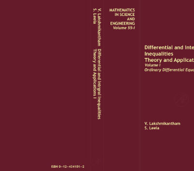 خرید و دانلود نسخه کامل کتاب Differential and integral inequalities; Theory and Applications Volume I: Ordinary differential equations