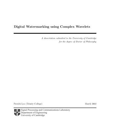 خرید و دانلود نسخه کامل کتاب Digital Watermarking using Complex Wavelets