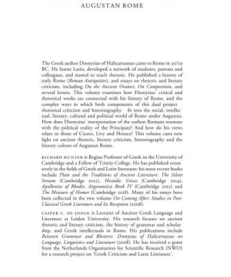خرید و دانلود نسخه کامل کتاب Dionysius of Halicarnassus and Augustan Rome: rhetoric, criticism and historiography