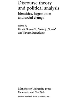 خرید و دانلود نسخه کامل کتاب Discourse Theory and Political Analysis: Identities, Hegemonies and Social Change