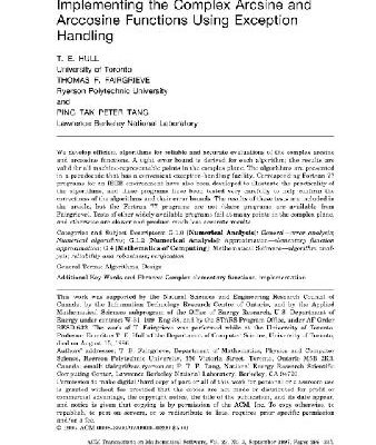 خرید و دانلود نسخه کامل کتاب Double-precision evaluation of complex arcsin and arccos