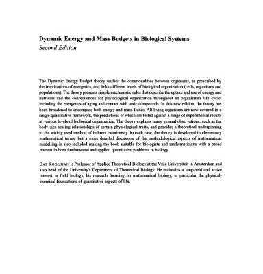 خرید و دانلود نسخه کامل کتاب Dynamic Energy and Mass Budgets in Biological Systems