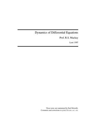 خرید و دانلود نسخه کامل کتاب Dynamics of Differential Equations