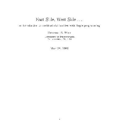خرید و دانلود نسخه کامل کتاب East side, West side. Lectures on combinatorial objects with Maple
