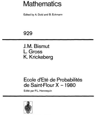 خرید و دانلود نسخه کامل کتاب Ecole d’Ete de Probabilites de Saint-Flour X – 1980. Proceedings