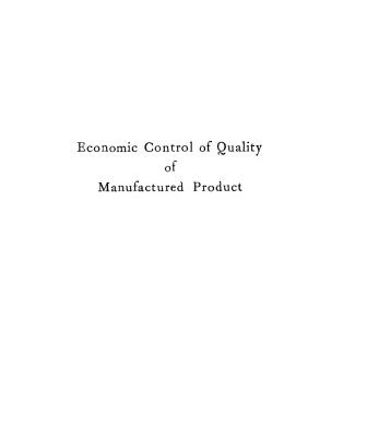 خرید و دانلود نسخه کامل کتاب Economic Control of Quality of Manufactured Product