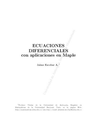 خرید و دانلود نسخه کامل کتاب Ecuaciones diferenciales con aplicaciones en Maple