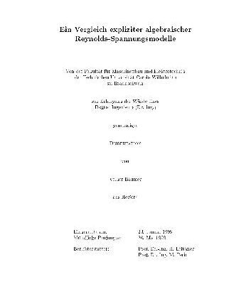 خرید و دانلود نسخه کامل کتاب Ein Vergleich expliziter algebraischer Reynolds-Spannungsmodelle