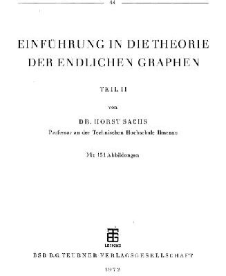 خرید و دانلود نسخه کامل کتاب Einfuhrung in die Theorie der endlichen Graphen, Teil
