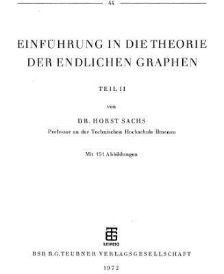 خرید و دانلود نسخه کامل کتاب Einfuhrung in die Theorie der endlichen Graphen, Teil