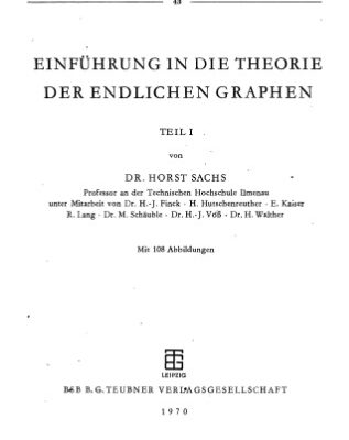 خرید و دانلود نسخه کامل کتاب Einfuhrung in die Theorie der endlichen Graphen, Teil