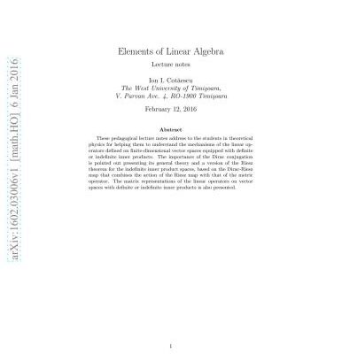 خرید و دانلود نسخه کامل کتاب Elements of Linear Algebra. Lecture Notes