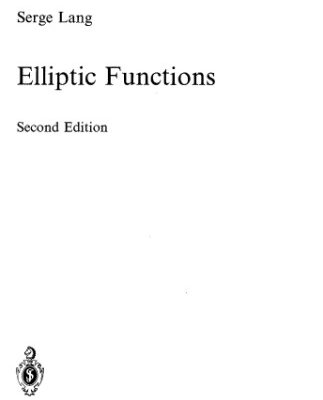 خرید و دانلود نسخه کامل کتاب Elliptic Functions
