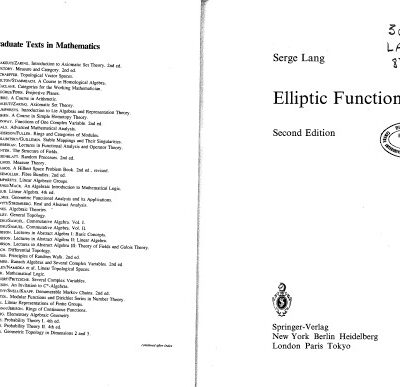 خرید و دانلود نسخه کامل کتاب Elliptic Functions
