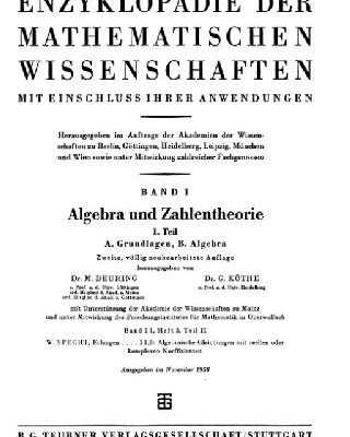 خرید و دانلود نسخه کامل کتاب Encyclopaedie der mathematischen Wissenschaften und Anwendungen. Algebra und Zahlentheorie