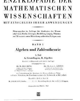 خرید و دانلود نسخه کامل کتاب Encyclopaedie der mathematischen Wissenschaften und Anwendungen. Algebra und Zahlentheorie