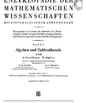 خرید و دانلود نسخه کامل کتاب Encyclopaedie der mathematischen Wissenschaften und Anwendungen. Algebra und Zahlentheorie