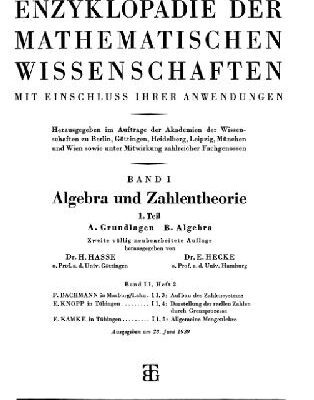 خرید و دانلود نسخه کامل کتاب Encyclopaedie der mathematischen Wissenschaften und Anwendungen. Algebra und Zahlentheorie