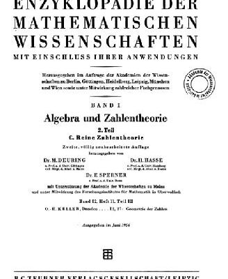 خرید و دانلود نسخه کامل کتاب Encyclopaedie der mathematischen Wissenschaften und Anwendungen. Algebra und Zahlentheorie