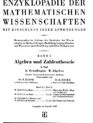خرید و دانلود نسخه کامل کتاب Encyclopaedie der mathematischen Wissenschaften und Anwendungen. Algebra und Zahlentheorie