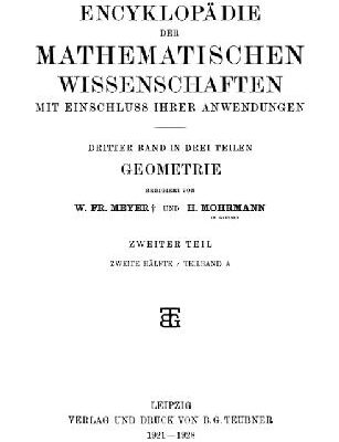 خرید و دانلود نسخه کامل کتاب Encyclopaedie der mathematischen Wissenschaften und Anwendungen. Geometrie
