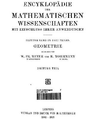 خرید و دانلود نسخه کامل کتاب Encyclopaedie der mathematischen Wissenschaften und Anwendungen. Geometrie