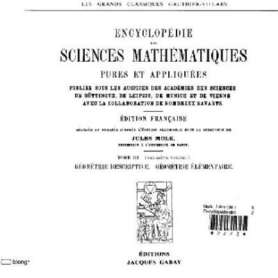 خرید و دانلود نسخه کامل کتاب Encyclopedie des sciences mathematiques. Geometrie descriptive et elementaire