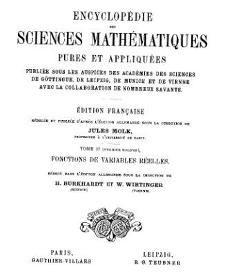 خرید و دانلود نسخه کامل کتاب Encyclopedie des sciences mathematiques. II 1. Fonctions de variables reelles French