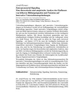 خرید و دانلود نسخه کامل کتاب Entrepreneurial Signaling: Eine theoretische und empirische Analyse des Einflusses von hoheren Bildungssignalen und Patenten auf innovative Unternehmensgrundungen