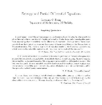 خرید و دانلود نسخه کامل کتاب Entropy and partial differential equations (lecture notes)