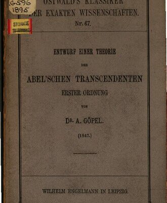 خرید و دانلود نسخه کامل کتاب Entwurf einer Theorie der Abelschen Transzendenten erster Ordnung (1847)