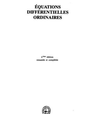 خرید و دانلود نسخه کامل کتاب Equations différentielles ordinaires