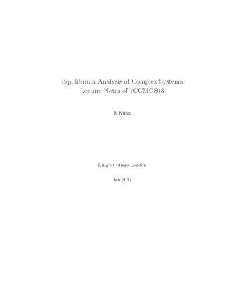 خرید و دانلود نسخه کامل کتاب Equilibrium Analysis Complex Systems