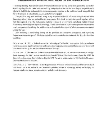 خرید و دانلود نسخه کامل کتاب Equivariant stable homotopy theory and the Kervaire invariant problem