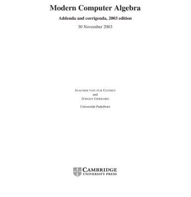 خرید و دانلود نسخه کامل کتاب Errata and addenda for Modern computer algebra