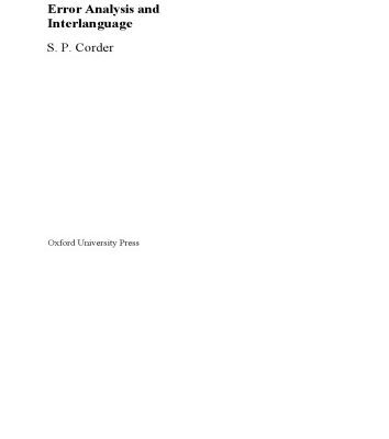 خرید و دانلود نسخه کامل کتاب Error Analysis and Interlanguage