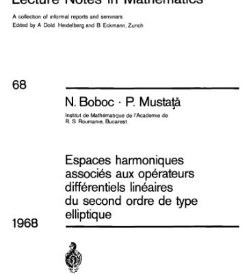 خرید و دانلود نسخه کامل کتاب Espaces Harmoniques Associes Aux Operateurs Differentiels Lineaires Du Second Ordre De Type Elliptique