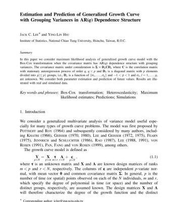 خرید و دانلود نسخه کامل کتاب Estimation and Prediction of Generalized Growth Curve with Grouping Variances in AR(q) Dependence Structure