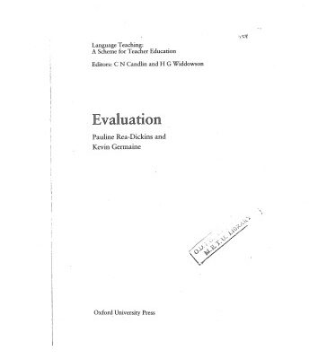 خرید و دانلود نسخه کامل کتاب Evaluation (Language Teaching : a Scheme for Teacher Education)