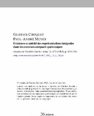 خرید و دانلود نسخه کامل کتاب Existence et unicite des representations integrales dans les convexes compacts quelconques