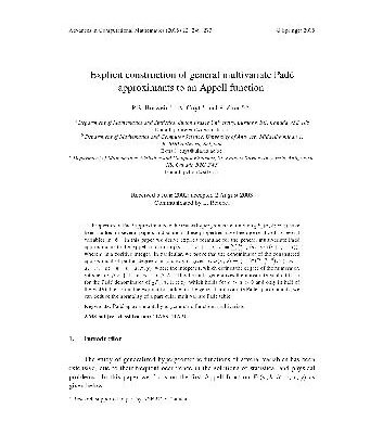 خرید و دانلود نسخه کامل کتاب Explicit construction of multivariate Pade approximants to an Appell function