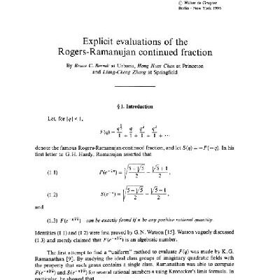 خرید و دانلود نسخه کامل کتاب Explicit evaluations of the Rogers-Ramanujan continued fraction