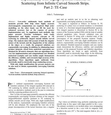 خرید و دانلود نسخه کامل کتاب Exponentially Converging Nystrom Methods in Scattering from Infinite Curved Smooth Strips. Part 2: TE-Case