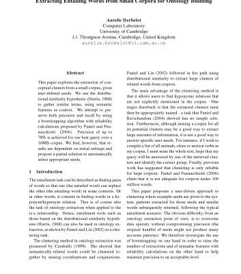 خرید و دانلود نسخه کامل کتاب Extracting Entailing Words from Small Corpora for Ontology Building
