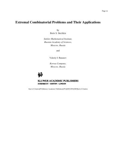 خرید و دانلود نسخه کامل کتاب Extremal Combinatorial Problems and Their Applications_68b479122d01e.jpeg خرید و دانلود نسخه کامل کتاب Extremal Combinatorial Problems and Their Applications