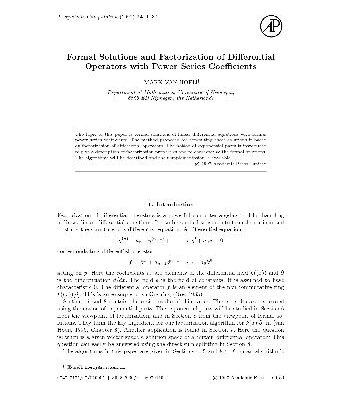 خرید و دانلود نسخه کامل کتاب Factorization of differential operators with power series coeffs. JSC 1997